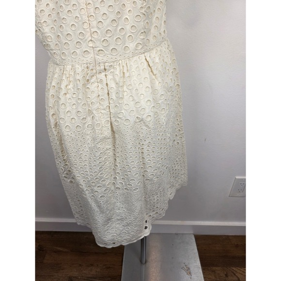 Boden NWT Eyelet Dress Ivory Cream Cotton Short Sleeve Party Casual Womens 12 - Picture 6 of 9